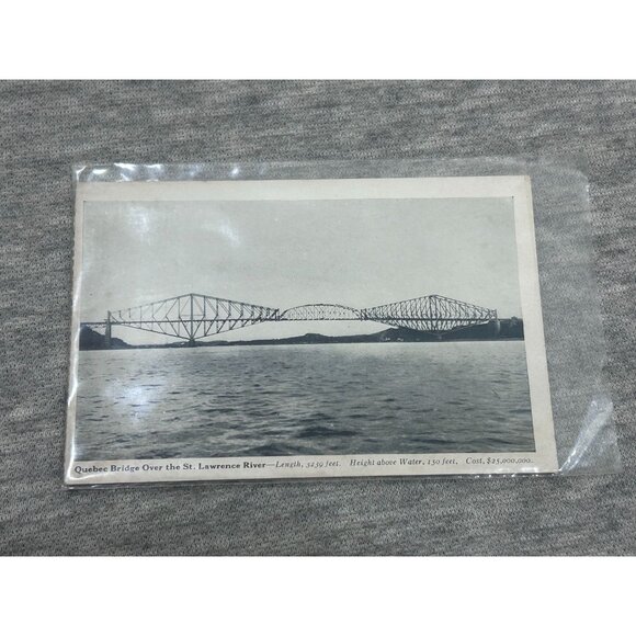 Quebec Bridge Over St. Lawrence River Canada PQ Original Antique Postcard - Picture 1 of 7